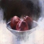 Douglas Fryer, Red Anjou Pears, oil, 12 x 12.