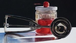 Penny  Thomas Simpson, One Scoop or Two, watercolor, 12 x 21. 