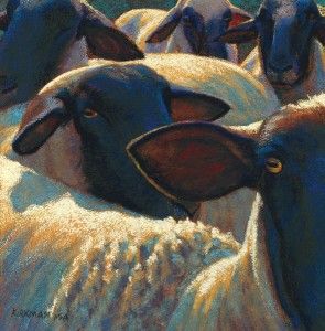 Rita Kirkman, 4 and a Half Sheep, pastel, 16 x 16.