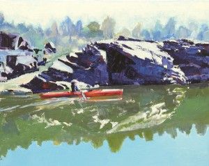 Timothy Mulligan, Reflections on Lake Natoma, acrylic, 16 x 20.