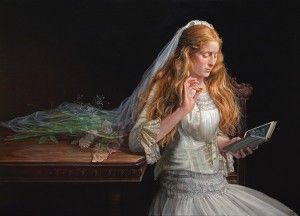 Gabriela Dellosso, Beatrice Reading, oil, 36 x 50.