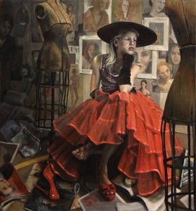 Regina Jacobson, Red Petticoat, oil, 48 x 45.