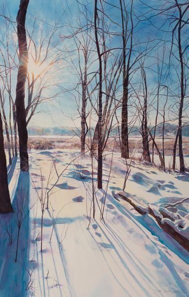 Denise Willing-Booher, Frosty Dawn, watercolor, 39 x 25. 
