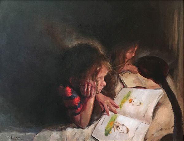 Rosanne Cerbo, Reading Time, oil, 18 x 24. 