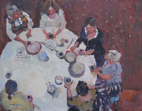 Lesley Rich, Tea and Chopsticks, oil, 19 x 15.
