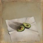 Tyler Swain, Avocado Halves, oil, 24 x 24.