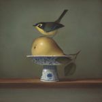 Sarah Siltala, Pose on a Pear, oil, 12 x 12.