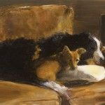 Bev Endsley, Dog Daze of Summer, oil, 14 x 18.