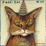 Melinda K. Hall, Party Cat #117, oil, 12 x 12.