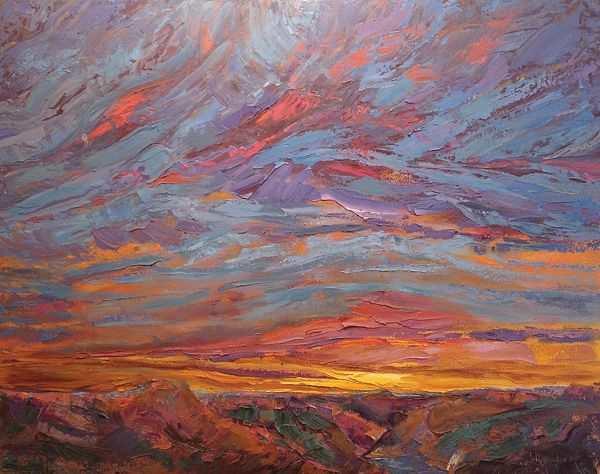Lorraine Alexander, Taos Sunset, oil, 24 x 30. 