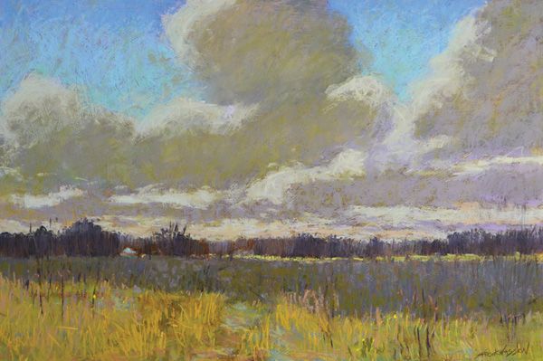 Carol Strock Wasson, Clouds Over a Prairie, pastel, 24 x 36.