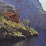 Tim Breaux, Canyon Lake at Sunset, oil, 14 x 14.