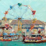 Frances Pampeyan, Ferris Wheel and Ferry, oil, 12 x 12.