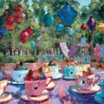 Frances Pampeyan, Teacups at Disneyland, oil, 20 x 24.