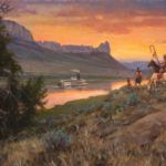 Todd Connor, Keepers of the Upper Missouri, oil, 24 x 48.