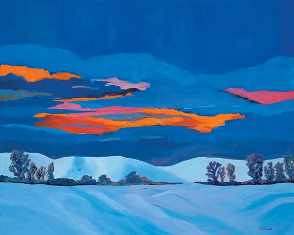 James K. Vincent, Dakota Winter Light, acrylic, 24 x 30.