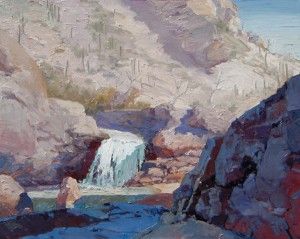 Lou Heiser, Tanque Verde Falls, oil, 24 x 30. 