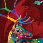 Tracy Miller, Red Elk, Acrylic on Canvas, 482 x 30 x 1.5.