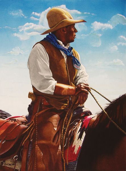 Marlin Rotach, Cowboy, watercolor, 23 x 17.