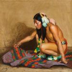 Eanger Irving Couse (1866-1936), Indian Examining a Blanket, 1922, oil.