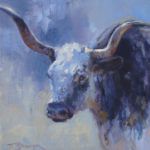Trish Stevenson, Longhorn Blue, oil, 8 x 8.