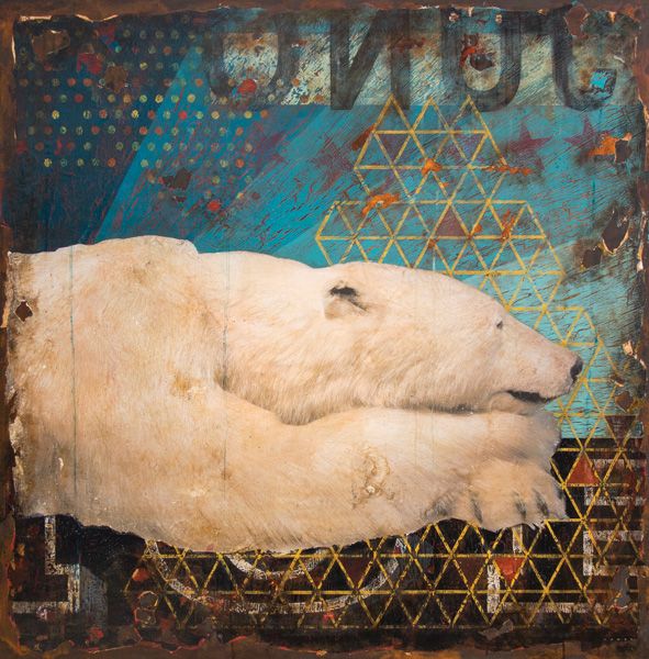 Mike Weber, Polar Bear, mixed media, 60 x 60.