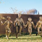 Glenna Goodacre, Puddle Jumpers, bronze, 6 x 13 feet, Estimate: $300,000-$500,000.