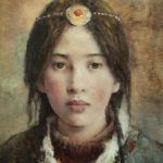 Tang Wei Min, Longshan Girls, Village Beauty, oil, 12 x 10.