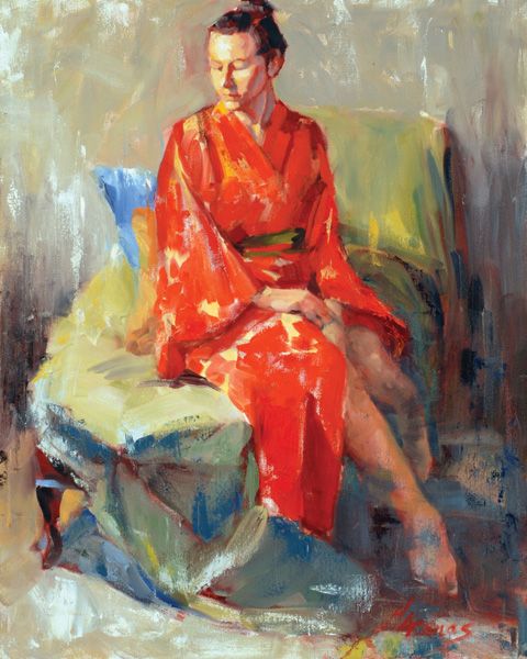 Heather Arenas, Red Kimono, oil, 24x30