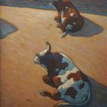 Howard Post, Sitting Bulls, oil, 40 x 30.