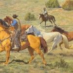 Kay Witherspoon, Turning the Herd, 14 x 28.