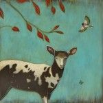 Phyllis Stapler, Strange Deer, acrylic/oil, 48 x 48.