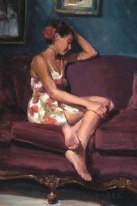 Julie Petro, Crimson Daydream, oil, 23 x 15. 