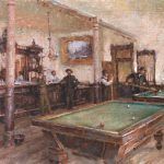Todd A. Williams, Bar & Billiard Room, 1892, Dawson County, oil, 12 x 16.