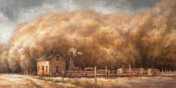 Todd A. Williams, Dust Bowl, 1935, Deuel County, oil, 12 x 24.