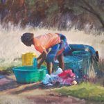 Toni D. Danchik, Washing Day, oil, 24 x 30.