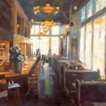 Richard Boyer, Breakfast at the Zeus Cafe, Portland, oil, 24 x 24.