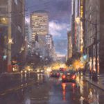 Richard Boyer, First Avenue and Union, Seattle, oil, 16 x 16.