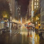 Richard Boyer, Portland City Lights, oil, 30 x 30.