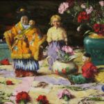 Robert Johnson, Dolls and Carnations, oil, 16 x 28.