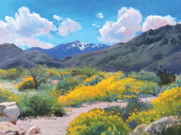Elaine Mathews, Springtime in the Desert, oil, 16 x 20.