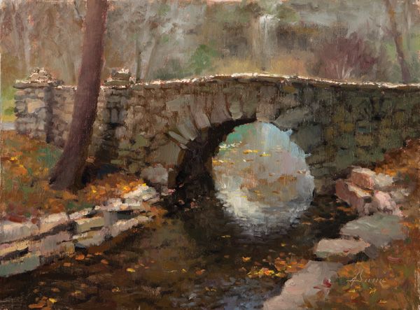 Jason Sacran, Great Spirit Bridge, oil, 12 x 16.