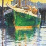 Elizabeth Pollie, In a Beautiful Pea Green Boat, oil, 24 x 24.