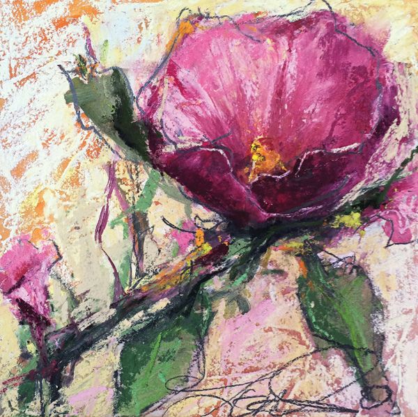 Terrie Lombardi, Hollyhock Perfect Example, pastel, 8 x 8.