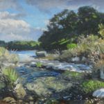 David Caton, Nueces, Looking Downstream, oil, 36 x 48.
