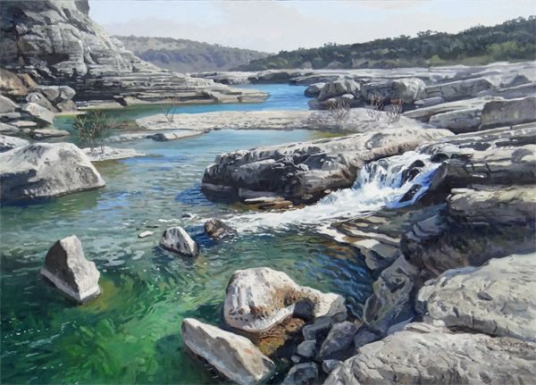 David Caton, Pedernales Falls, oil, 36 x 48.  