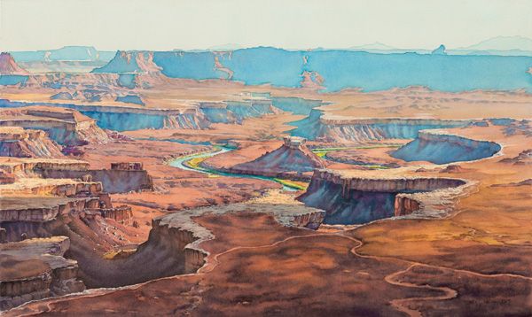Joel R. Johnson, A River Runs Through It, watercolor, 22 x 37. 