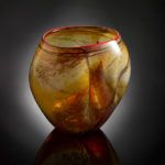 Suzanne Kindland, Golden Autumn Leaves Bowl, blown glass, 14 x 10 x 8.