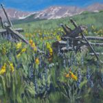 Bill Meuser, Old Fence, New Flowers, oil, 16 x 20.