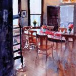 Michael Holter, Waiting for Breakfast, watercolor, 16 x 12.